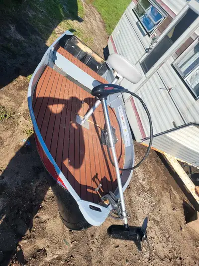 12ft boat electric trolley motor under glow lighting ready for the water