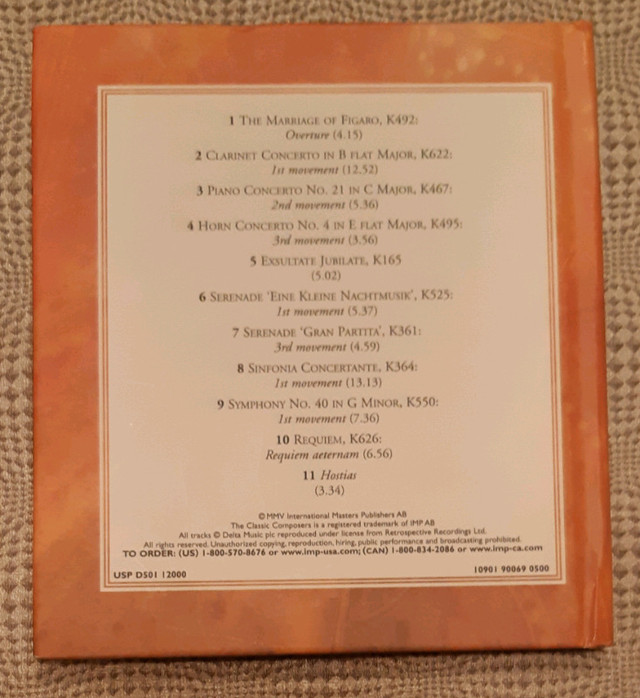Mozart musical masterpieces cd dans CD, DVD et Blu-ray  à Owen Sound - Image 3