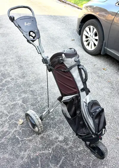 golf bag and pull cart, View more