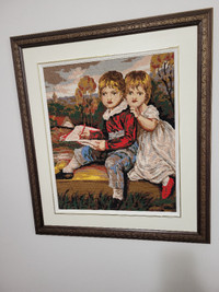 33½" x 29½ HAND MADE needle point picture frame || Cadre photo