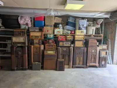 antique radios, record players and phonograph , View more