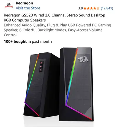 USB Powered PC Gaming Speaker, 6 Colorful Backlight  speaker, View more