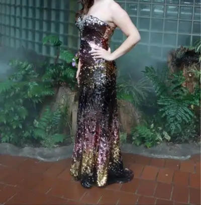 Sequin Grad Dress - Changes Colours - Size 2, View more