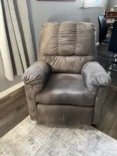 Grey rocker/recliner chair, View more