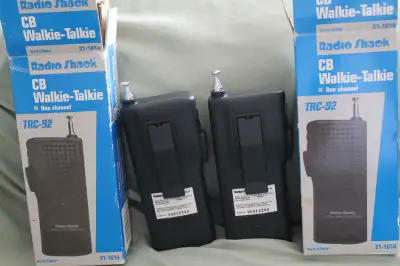 RADIO SHACK CHANNEL 14 WALKIE TALKIES *NEW IN BOXES*..............TESTED-WORK WELL..............PERF...