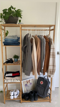 Bamboo clothing rack shelf 
