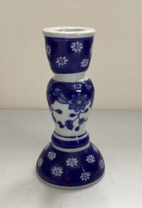 Ceramic Blue and White Floral Candle Holder 