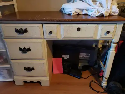 Vintage Wood Desk with 4 Drawers - Solid Frame, View more