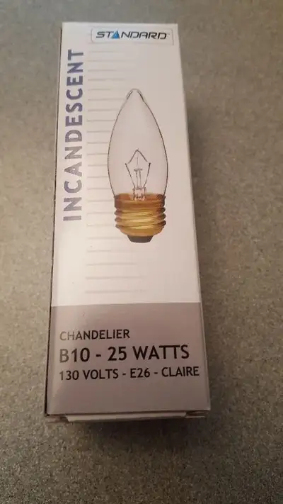 ampoule 25w 130v culot e26 claire chandelier b10 NEUF NEW 50621, View more