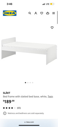 IKEA twin bed frame, bed base, and mattress for sale