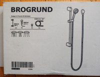 IKEA BROGRUND Riser rail with hand shower/outlet, chrome plated