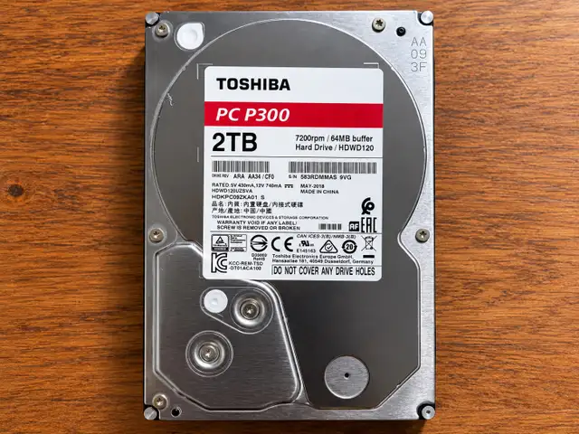 2TB Toshiba P300 7200RPM 3.5” SATA Hard Drive – Tested