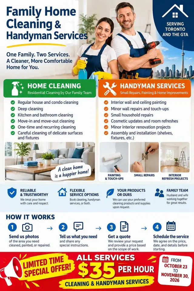Family Home Cleaning & Handyman Services | Toronto & GTA