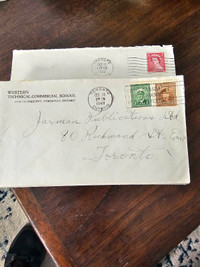 Old envelopes with address and stamps 
