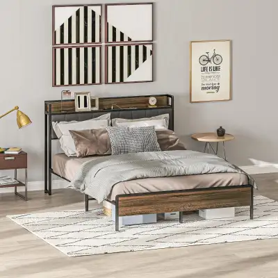 Queen Sizeheavy duty Bed Frame with Charging Station , View more
