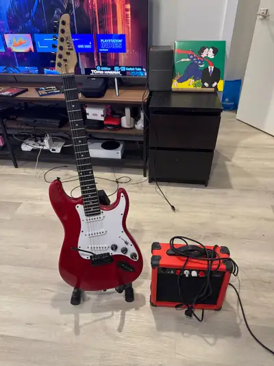 Lyxpro electric guitar with amp and stand, View more