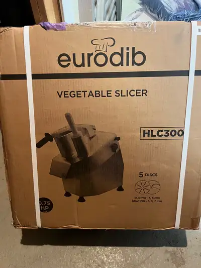 Brand new and never opened commercial Eurodib vegetable and/or cheese HLC300 slicer. Sells new for d...