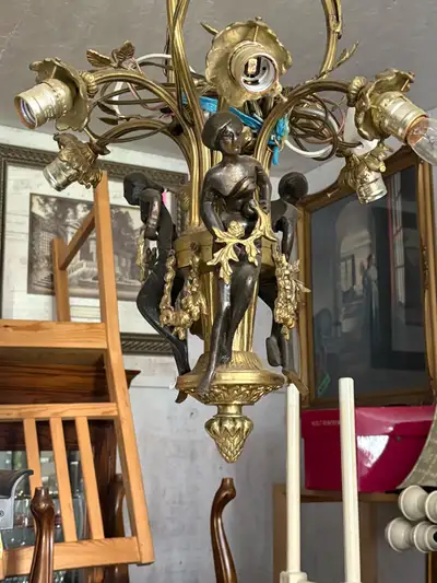 Crossfield Antique French.Brass and Bronze Chandelier , View more