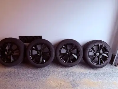 19-inch Audi alloy wheels come equipped with Continental VikingContact 7 winter tires, sized 235/55...