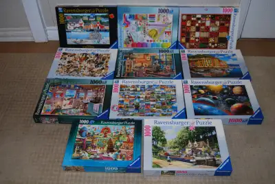 8 RAVENSBURGER 1,000 PIE E JIGSAW PUZZLES. $5., View more