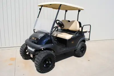 2014 Black Club Car Electric Precedent Golf Cart. Lights, voltage reducer, rear seat, lift kit and 1...