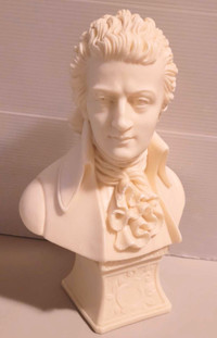Vintage Italian Carved Alabaster W. A. Mozart Bust Signed byFaro