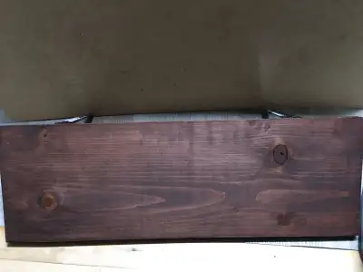 Wooden shelf with brackets, View more