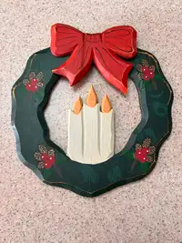 Hand painted wood Christmas wreath