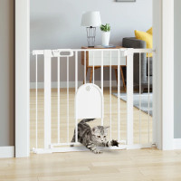 30"-41" Extra Wide Pet Gate with Small Door, Dog Gate with Cat D
