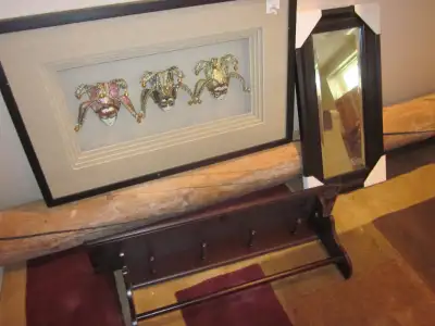 Mirrors, art and shelving, View more