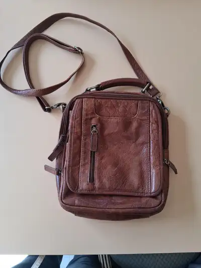 Mancini Brown Leather Crossbody Bag, View more