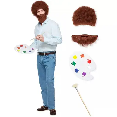 Bob Ross halloween costume - Size Adult LG/XL. Full costume includes light blue button-down shirt, b...