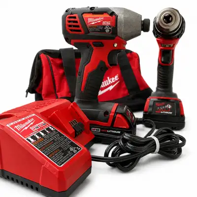 Milwaukee M18 Drill & Impact Driver Combo Kit – Tested & Working, View more