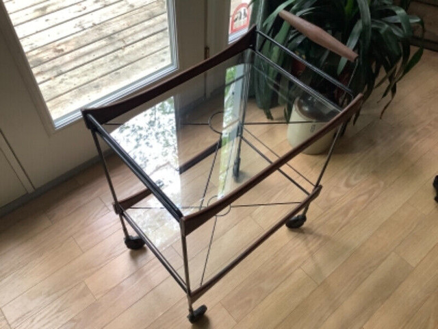 Tea Cart, Serving Trolley, Vintage Bar Cart two  tier Glass shel in Other Tables in Kingston