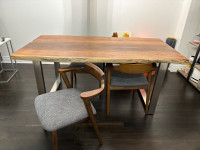 Solid Acacia wood dining table with 4 chairs