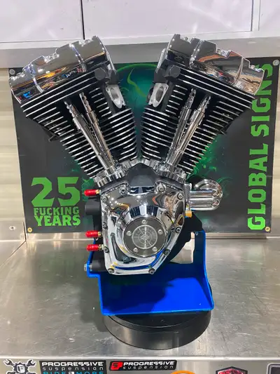 100” fresh Harley rebuilt bolt in motor, welded crank, 585s&s ez start cams, port and polished heads...