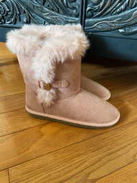 Girls Faux Suede Pink Booties - Size 4