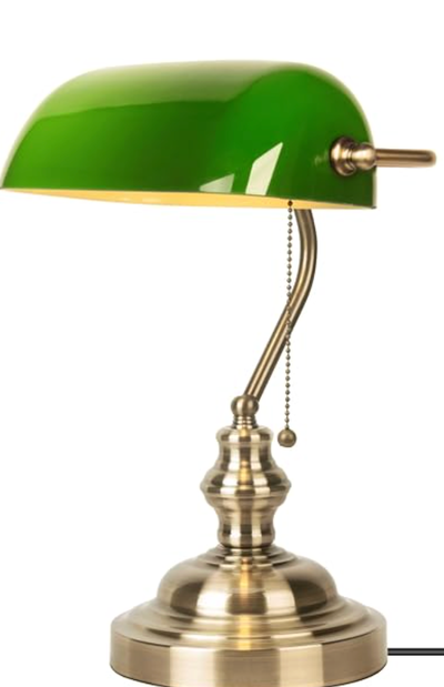 Green Banker glass lamp, View more