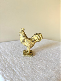 CAST IRON METAL ROOSTER STATUE PAINTED VINTAGE