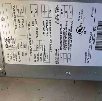 Selling a Coleman Mach AC. Was replaced due to high pressure switch being bypassed/cut off and now h...