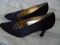 Black Satin High Heel Shoes Brand New