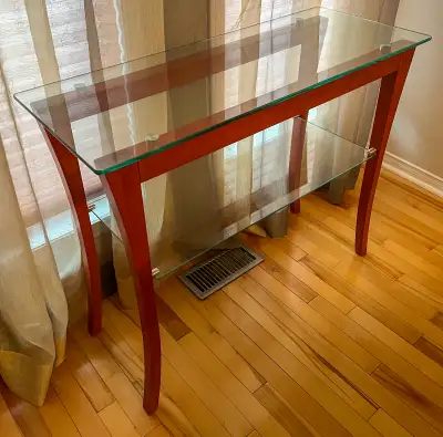 Modern Glass Console Table – Canadian-Made – Mint Condition, View more