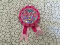 Pink princess rosette ribbon lapel pin - for Girls