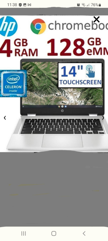 Bnib  Hp Chromebook ×360, 14" HD , Touch Screen,128GB eMMC in Laptops in Mississauga / Peel Region - Image 3
