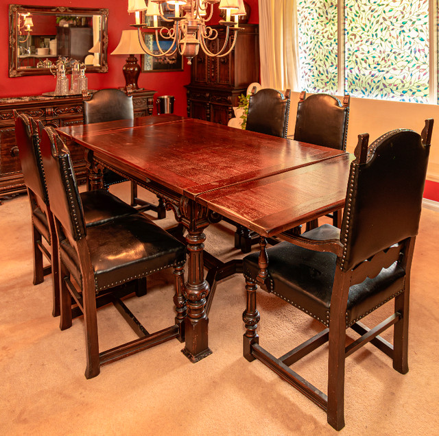 Dining Room Suite Antique Solid Black Walnut Dining Room Suite in Dining Tables & Sets in Strathcona County