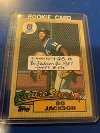 Bo Jackson RC 1987 Topps Baseball #170 Royals Showcase 320