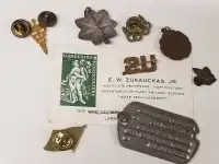 Metal Lot - Pins, Dog Tag, Etc.  Zukauckas