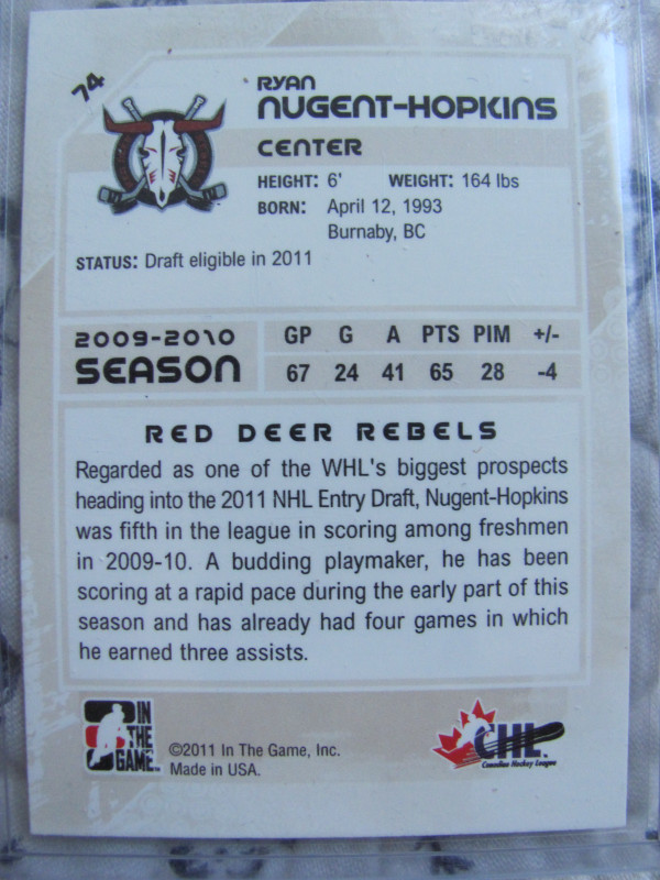 NHL  Ryan Nugent-Hopkins Red Deer Rebels in Arts & Collectibles in Edmonton - Image 2