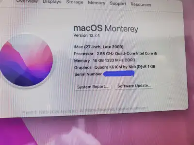 imac core i5//27 inches / / ssd 240 gb/ ram 16 gb, View more