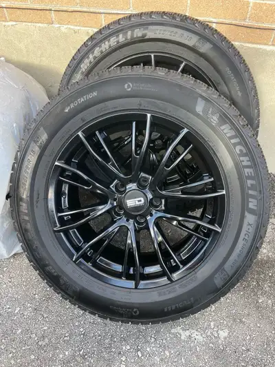 255/55R18 Michelin, X ice snow SUV winter tires with euro design black rims both pattern 5X 120 both...
